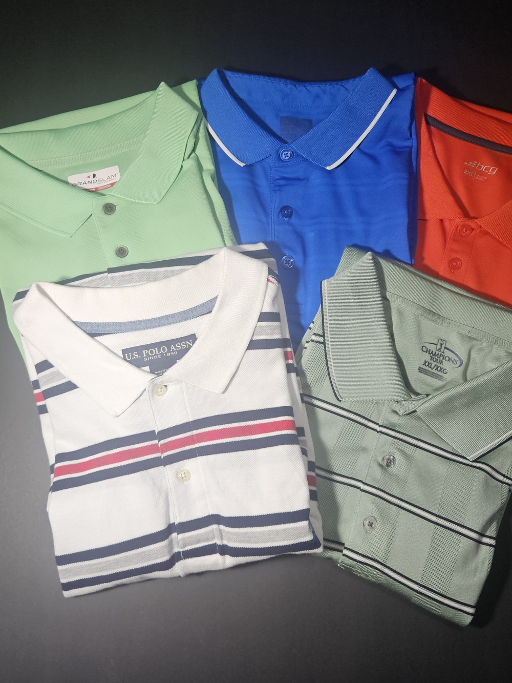 Men's Polo Shirts Lot of 5 Casual Golf Activewear Size XXL Mix